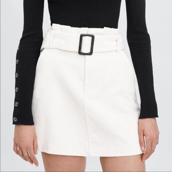 Zara Dresses & Skirts - NWT Zara Corduroy Paperbag Waist Belted Skirt
